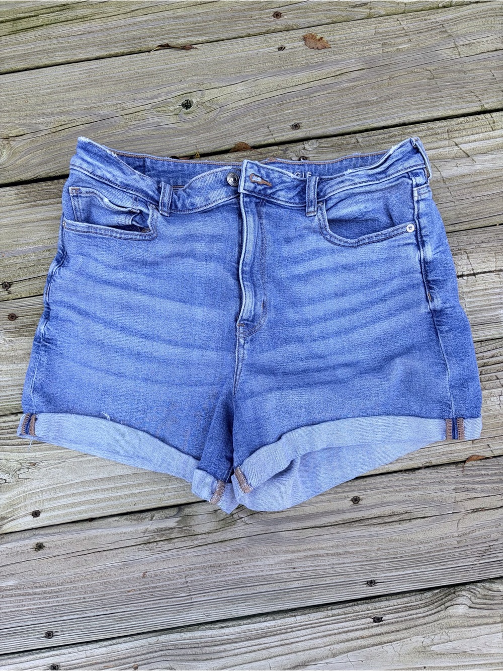 American Eagle Outfitters Light Blue Rolled Hem Denim Shorts